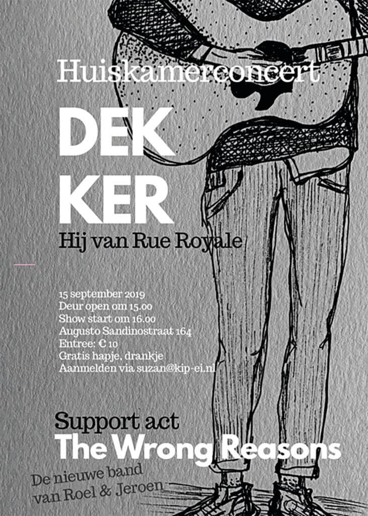 Concertposter van Dekker en The Wrong Reasons