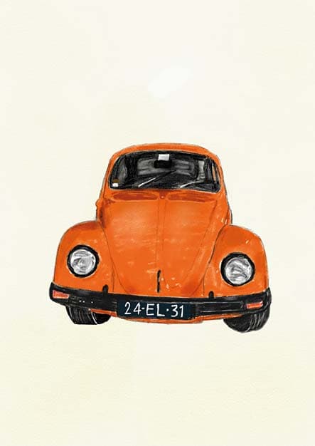Illustratie van de Volkswagen Kever van mijn oma
