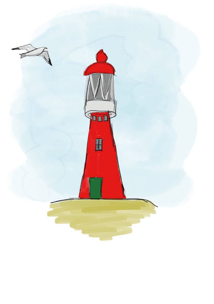 Illustratie van de vuurtoren van Vlieland